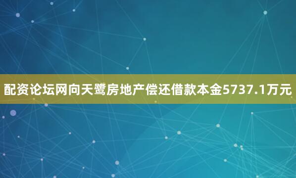 配资论坛网向天鹭房地产偿还借款本金5737.1万元