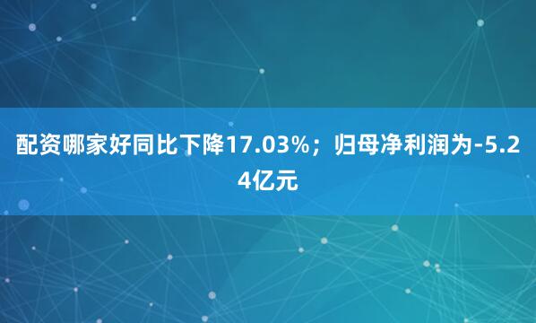 配资哪家好同比下降17.03%；归母净利润为-5.24亿元